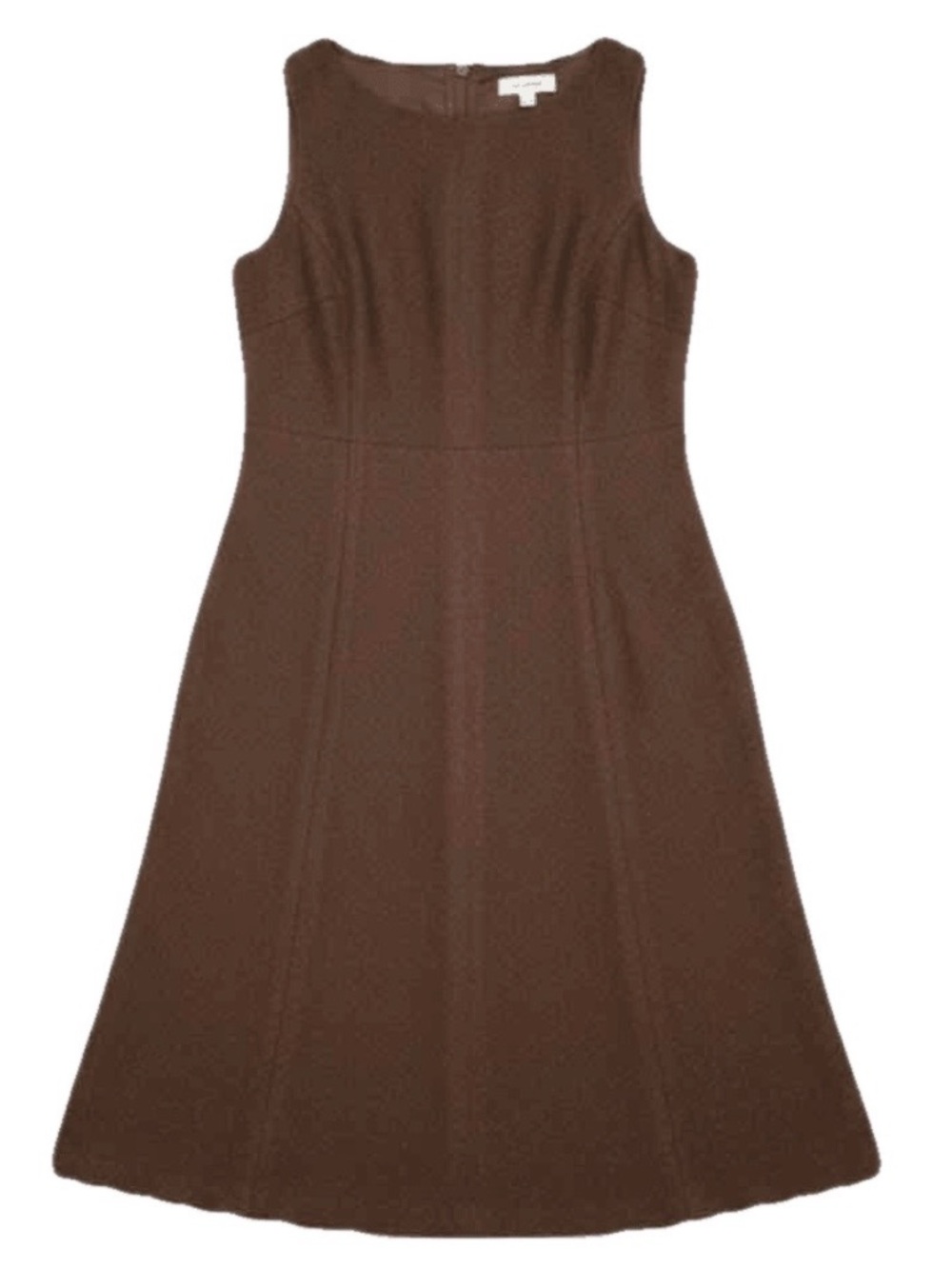 Talbots Petites Chocolate Brown Wool Sleeveless Midi A-Line Dress